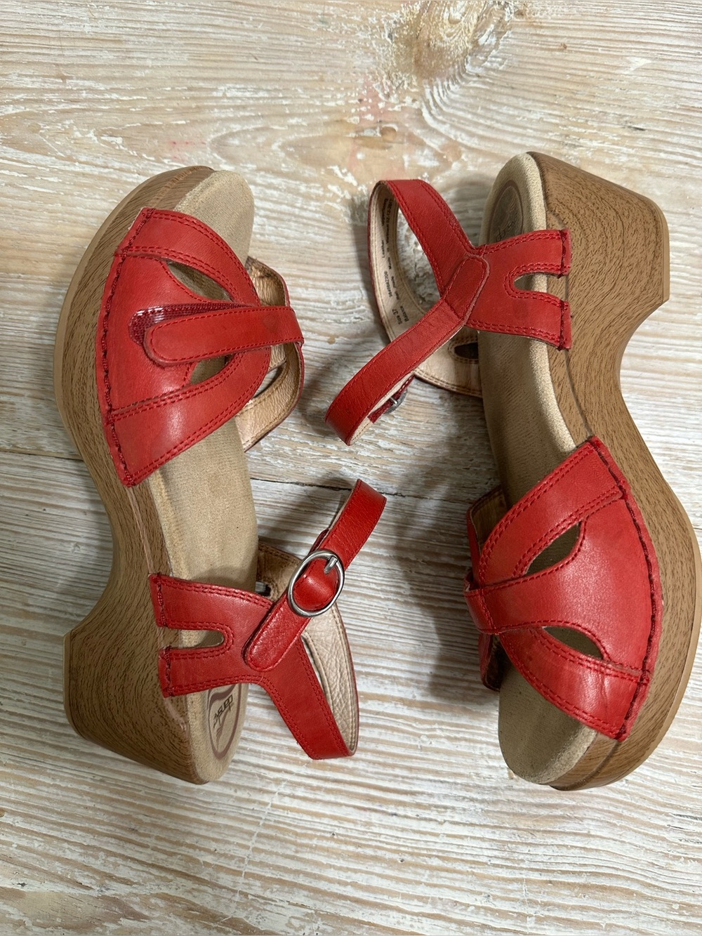 Dansko Season Red Leather Adjustable Comfort Sandal Sz 37 - Picture 5 of 10